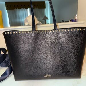 Valentino Garavani Black Studded Leather Tote